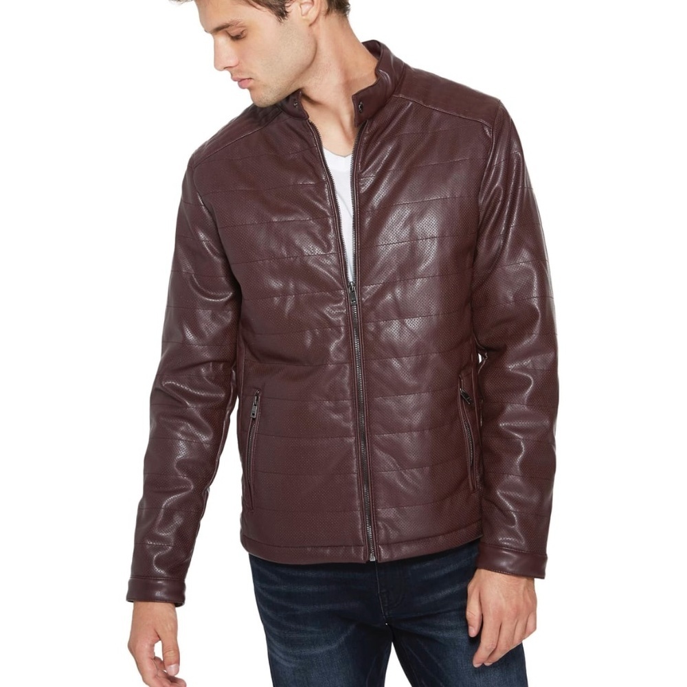 NEW GUESS Smithley Perforated Moto Men's Jacket SZ S